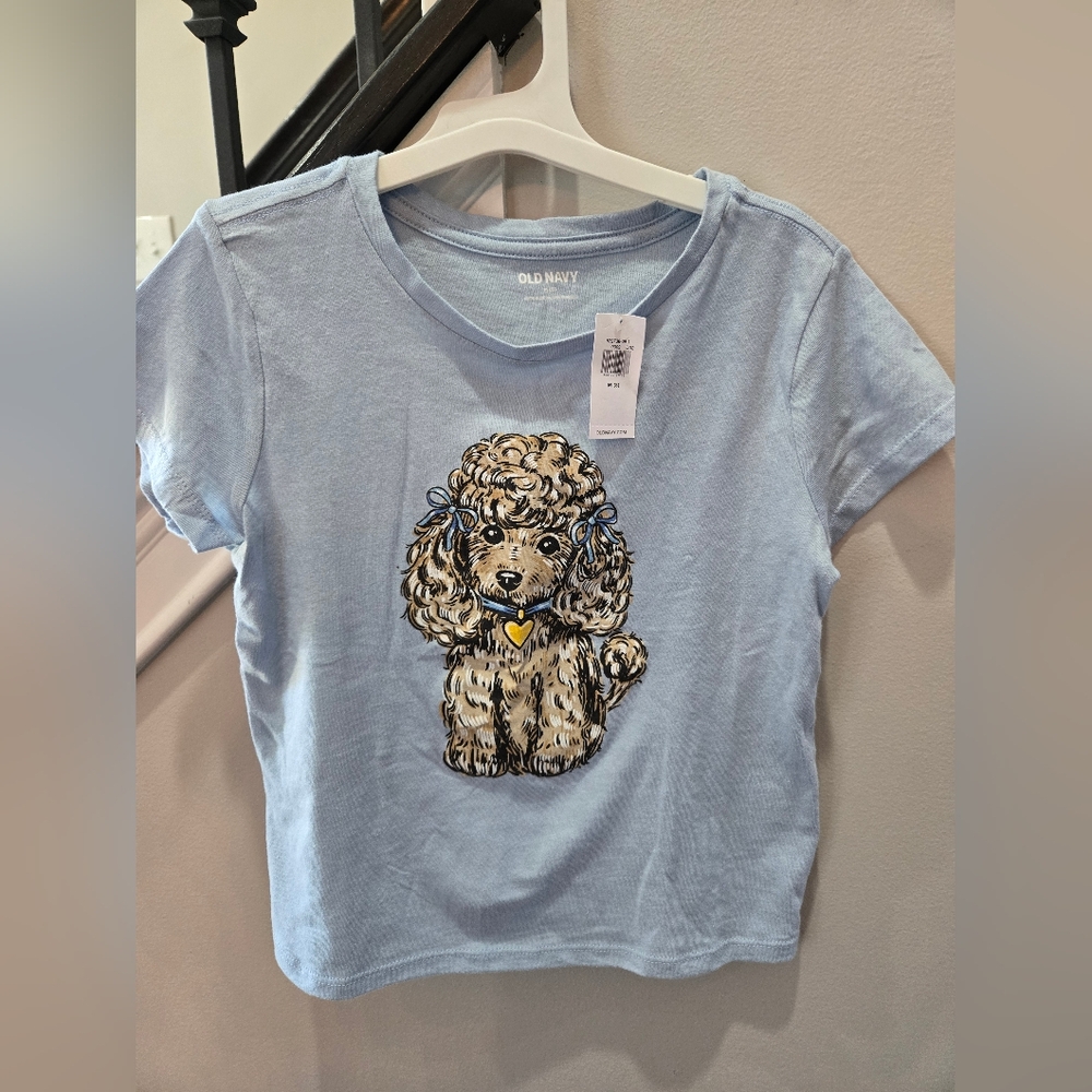 Old Navy Blue Short Sleeve Tee Casual Graphic, Girls M, Size 8